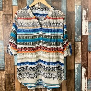 The paragon medium tribal print button down blouse